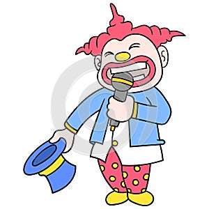 The emcee clown with a happy face, doodle icon image kawaii