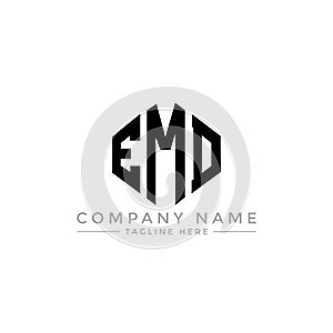 EMD letter logo design with polygon shape. EMD polygon and cube shape logo design. EMD hexagon vector logo template white and