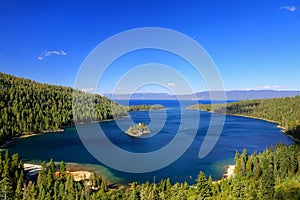 Emerald Bay at Lake Tahoe with Fannette Island, California, USA