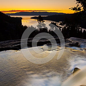 Emerald Bay Sunrise Waterfall