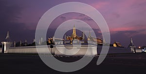 Emerald buddha temple on twilight sky background