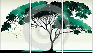 Emerald Canopy - A Minimalist Green AI Art of a Tree, Made with Generative AI