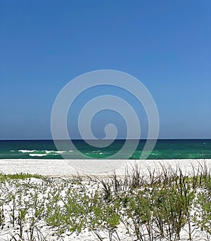 Emerald Coast of Florida. Negatiave space. Beach.