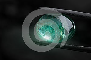 The emerald gemstone green shining.