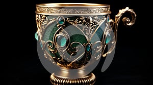 Emerald Glass Mug With Gold Detail - Mystical Zbrush Style Cup