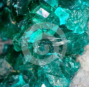 Emerald green dioptase crystals on matrix