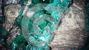 Emerald green dioptase crystals on matrix