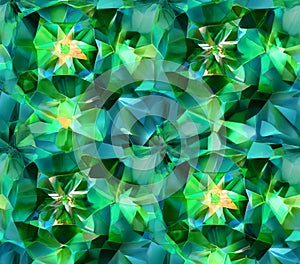 Emerald Green Kaleidoscope Abstract Pattern Background Texture