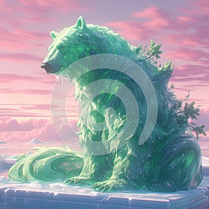 Emerald Green Polar Bear on Iceberg