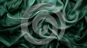 Emerald Green Satin Fabric with Luxurious Folds photo