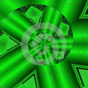 emerald green spiral and geometric design