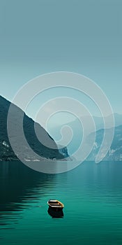 Emerald Hazy Landscapes: A Swiss Style 8k Resolution Body Of Water