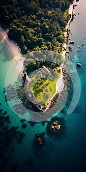 Emerald Island Aerial Photography In Thai Art Style