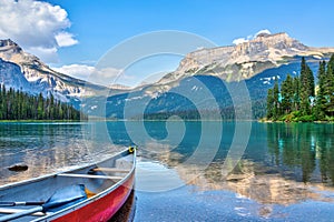 Emerald lake in the Canadian Rockies of Yoho National Park, British Columbia, Canada