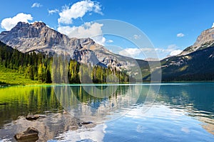 Emerald lake in the Canadian Rockies of Yoho National Park, British Columbia, Canada