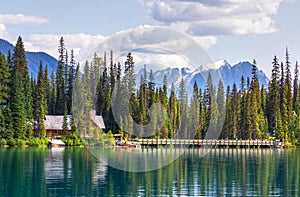 Emerald lake in the Canadian Rockies of Yoho National Park, British Columbia, Canada