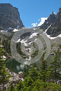 Emerald Lake with Hallett Peak,Flattop Mountain and Tyndall Glacie