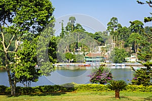Emerald Lake surrounded by trees, Yercaud