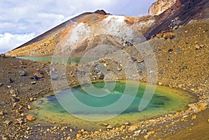 Emerald Lake on the Tongariro Alpine Crossing across the volcanic National Park, New Zealand.