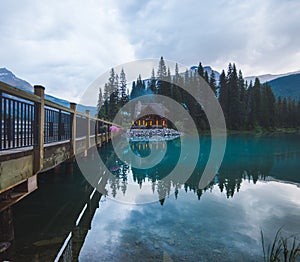 Emerald Lake in Yoho National Park near the footpath to the lodge