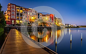 Emerald Lakes estate architecture at sunset, Gold Coast, Queensland, Australia