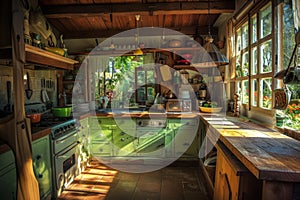 The Emerald Oasis A Kitchen Overflowing With Green Cupboards