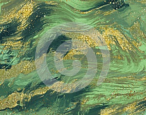 Emerald Paint Texture, Emerald and Gold background, Glitter Paper, green ink textures, Abstract Acrylic painting, Gold Abstract