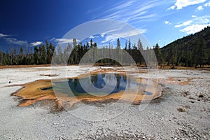 Emerald Pool hot spring in the Black Sand Geyser Basin in Yellowstone National Park in Wyoming USA