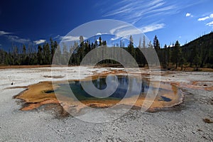 Emerald Pool hot spring in the Black Sand Geyser Basin in Yellowstone National Park in Wyoming USA