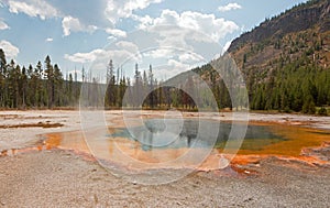 Emerald Pool hot spring in the Black Sand Geyser Basin in Yellowstone National Park in Wyoming USA