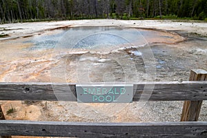 The Emerald Pool hot spring geyser in Black Sand Basin in Yellowstone National park