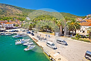Emerald sea and palm waterfront of Vis