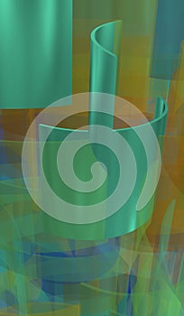 Emerald space with geometric curves growing