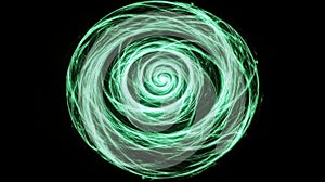 Emerald Vortex Abstract Light Pattern on Black Background