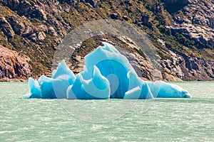 The emerald water of the lake Viedma