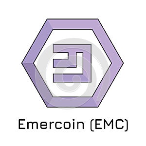 Emercoin EMC. Vector illustration crypto coin i