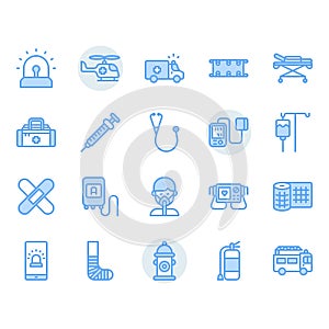 Emergencies related icon and symbol set photo
