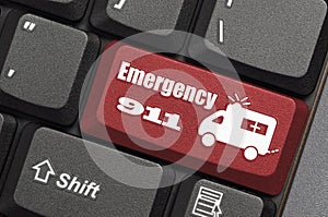 Emergency 911 on keyboard