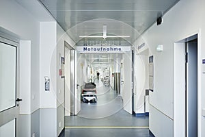 Emergency admission entrance hospital bed no one