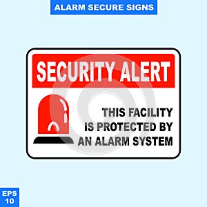 Emergency alarm and security alert signs in style version, easy to use and print