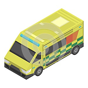 Emergency ambulance icon, isometric style
