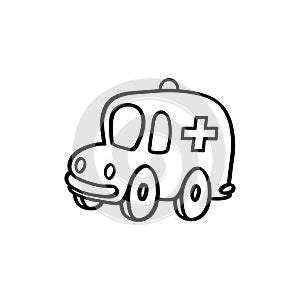 Emergency ambulance outline illustration on white background