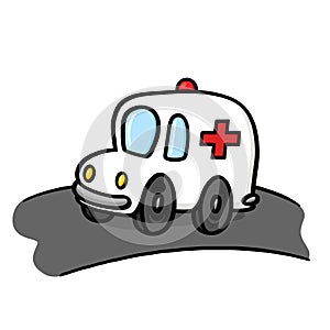 Emergency ambulance on the road illustration