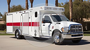 Emergency ambulance rushing through busy city street with sirens blaring to respond to urgent call