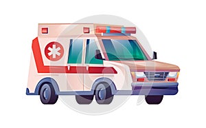 Emergency ambulance van first aid medical car icon