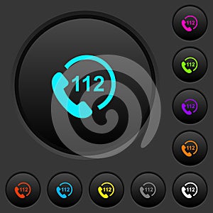 Emergency call 112 dark push buttons with color icons