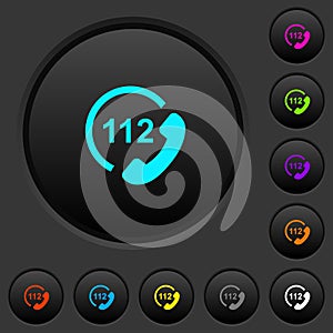 Emergency call 112 dark push buttons with color icons