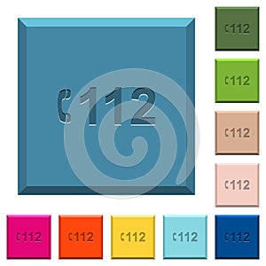 Emergency call 112 engraved icons on edged square buttons