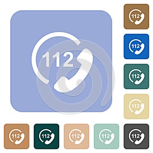Emergency call 112 rounded square flat icons