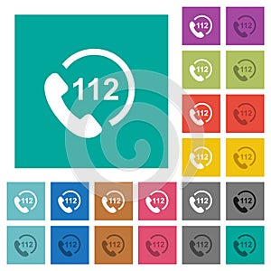 Emergency call 112 square flat multi colored icons